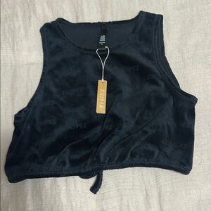 SKIMS Black Tie Front Crop Tank Top